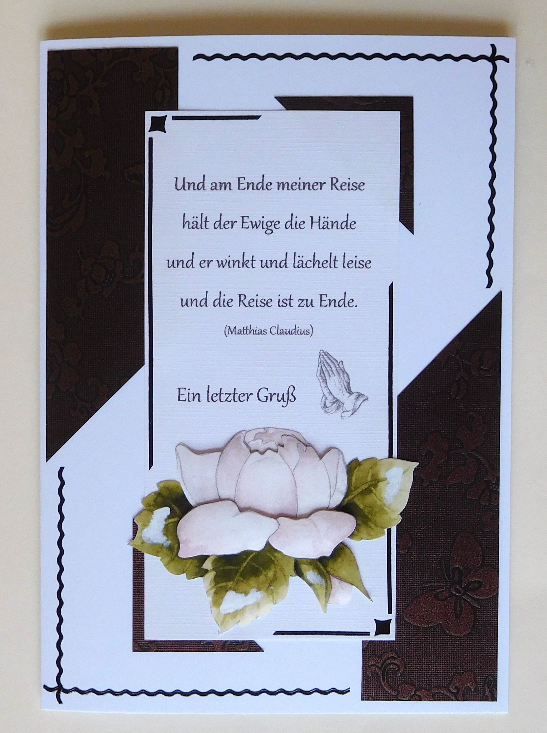 Schlichte Trauerkarte mit Rose