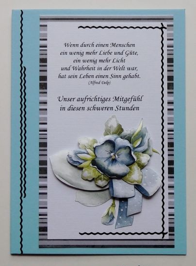 Trauerkarte mit blauen Veilchen