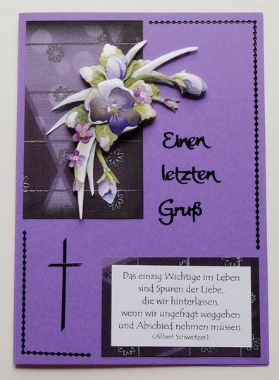 Trauerkarte mit lila Veilchen