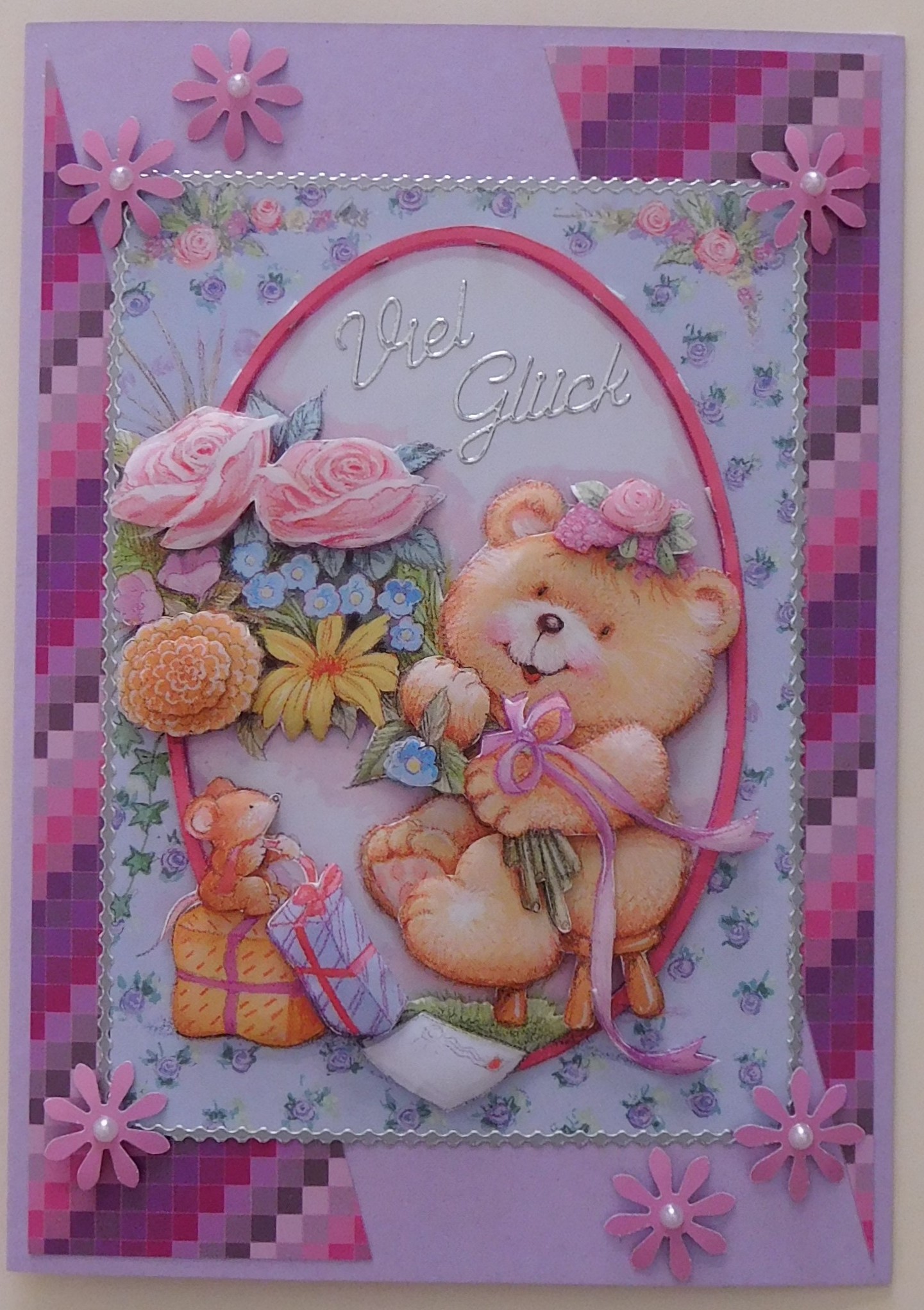 Karte Viel Glück mit Bär