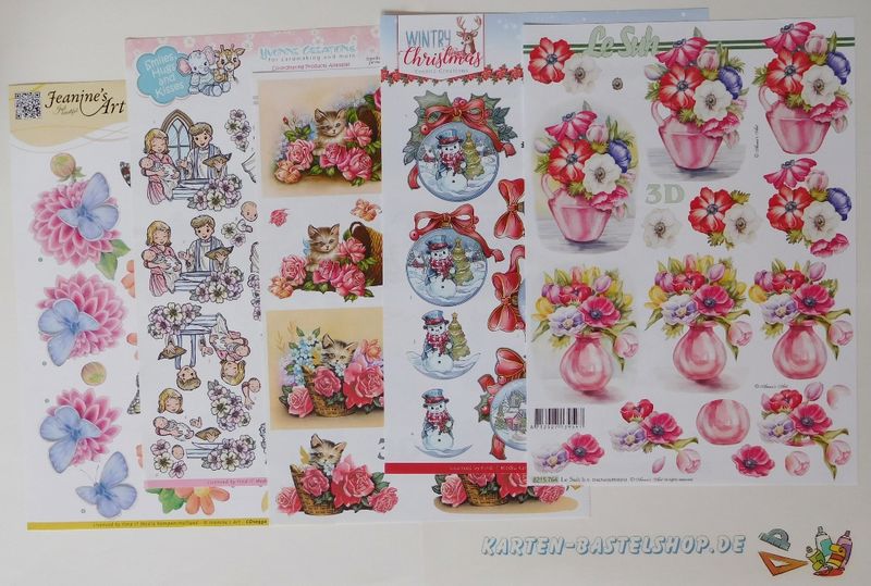 Material und Motive für eine 3D-Karte mit Schneidebögen