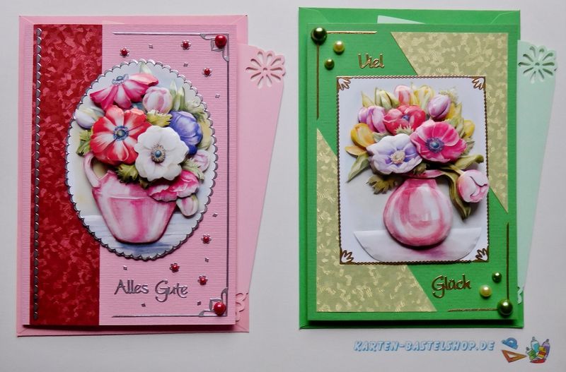 Fertige 3D-Karten mit Blumenmotiv – liebevoll gestaltet