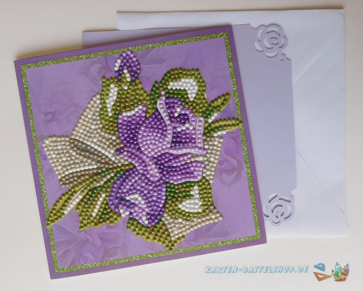 Fertige Diamond-Painting-Karte mit passendem Umschlag