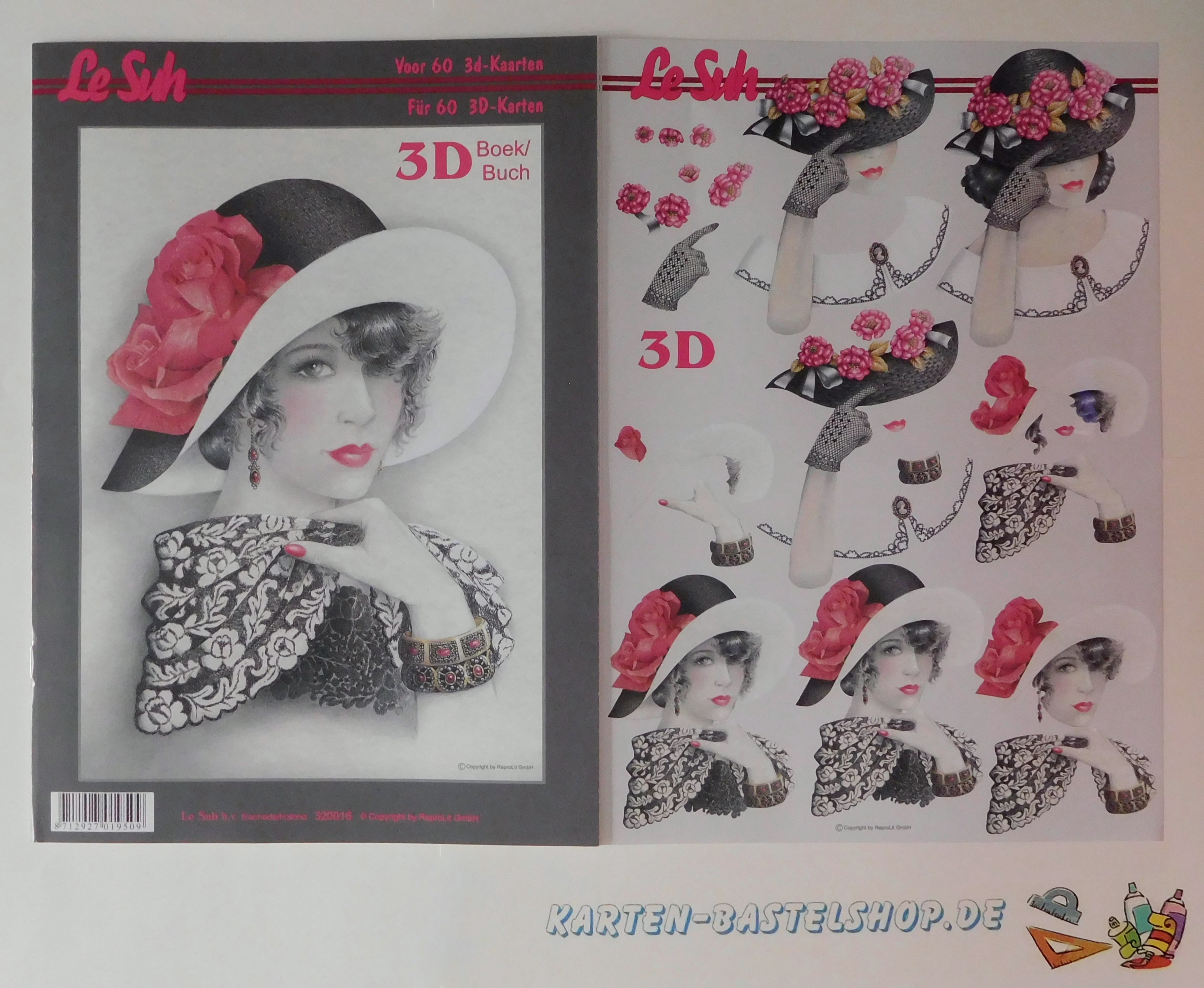 Karten basteln mit dem 3D-Buch 320016 – Frauen mit Hut