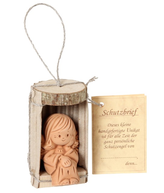 Sitzender Schutzengel mit Schutzbrief – handgefertigtes Unikat