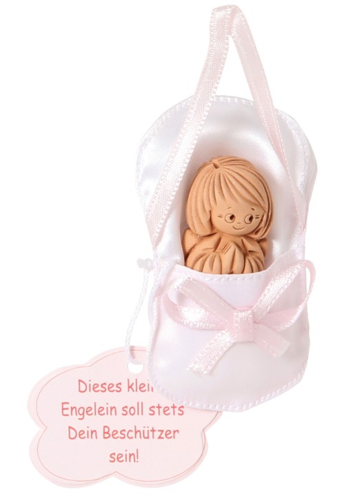 Baby-Schutzengel im rosa Satin-Schlafsack