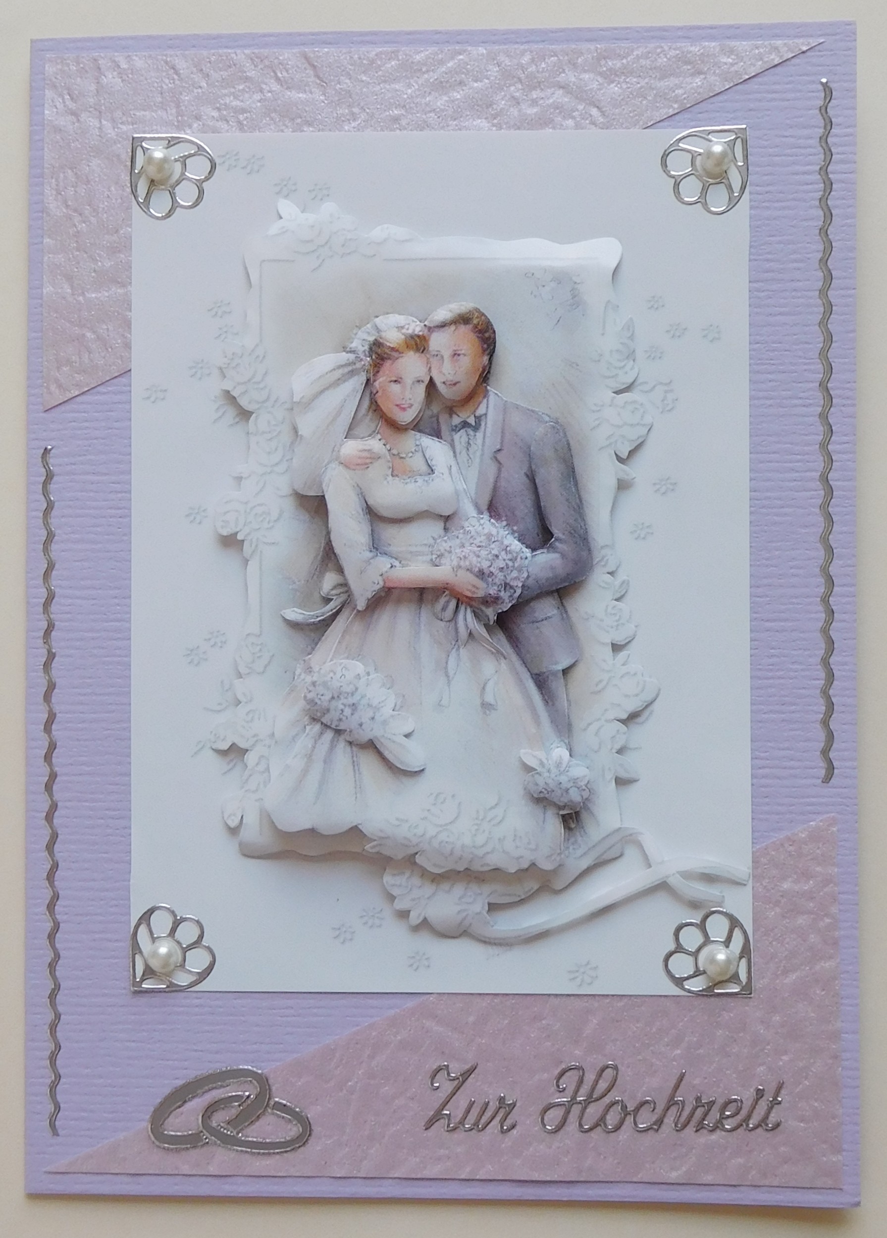 Hochzeitskarte in Flieder mit 3D-Motiv aus dem Bogen 4169696