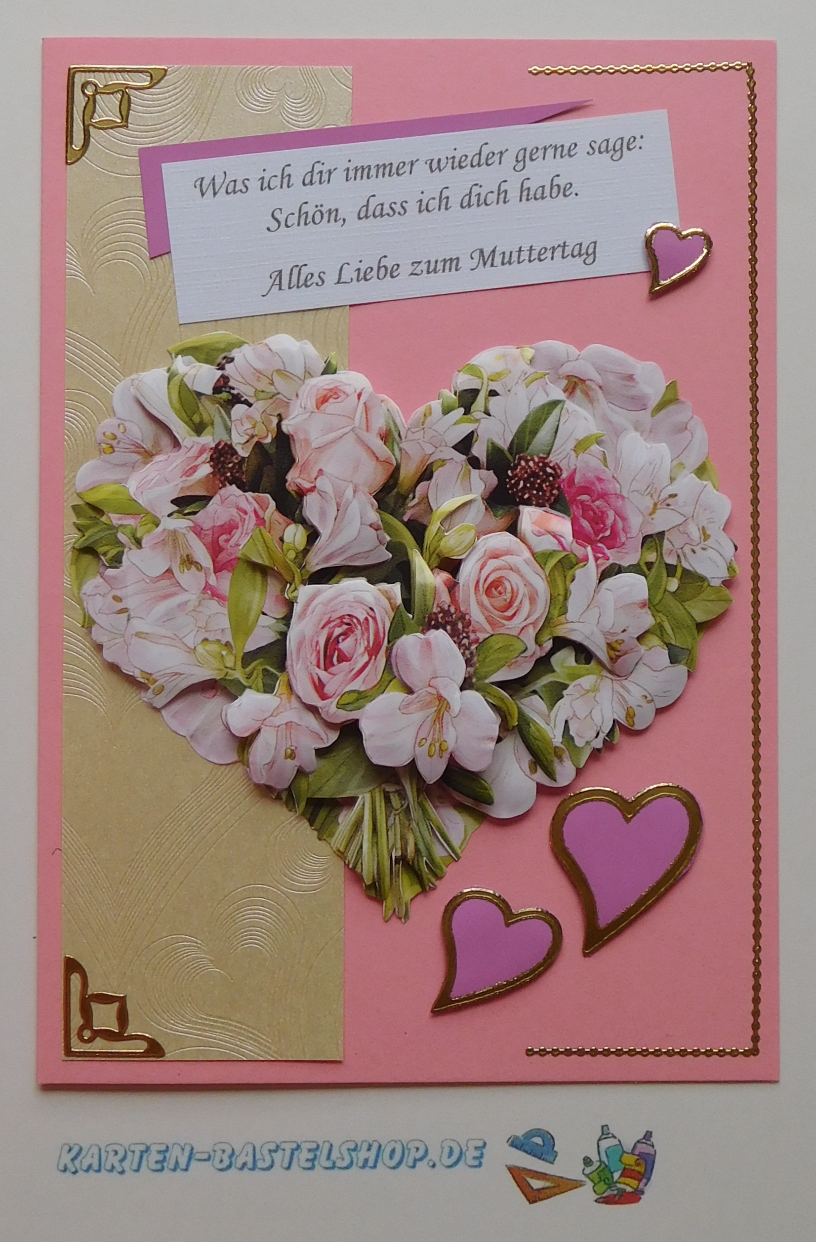 Muttertagskarte mit Blumenherz